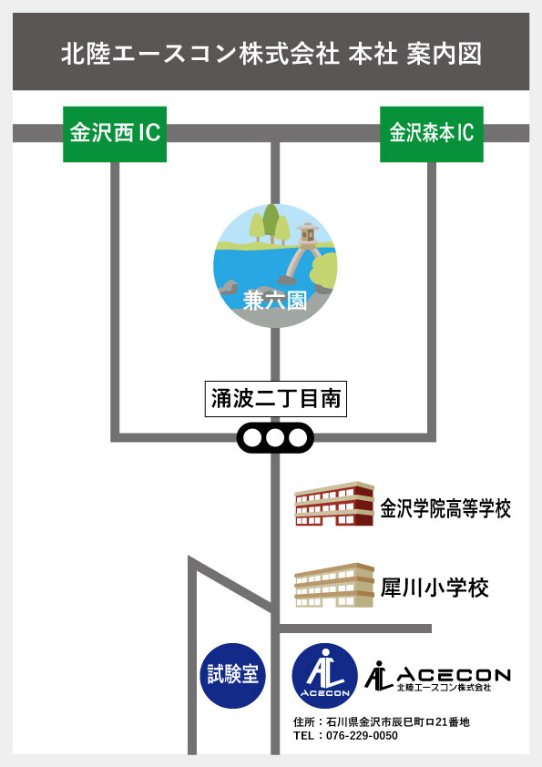 検査室、弊社までの地図